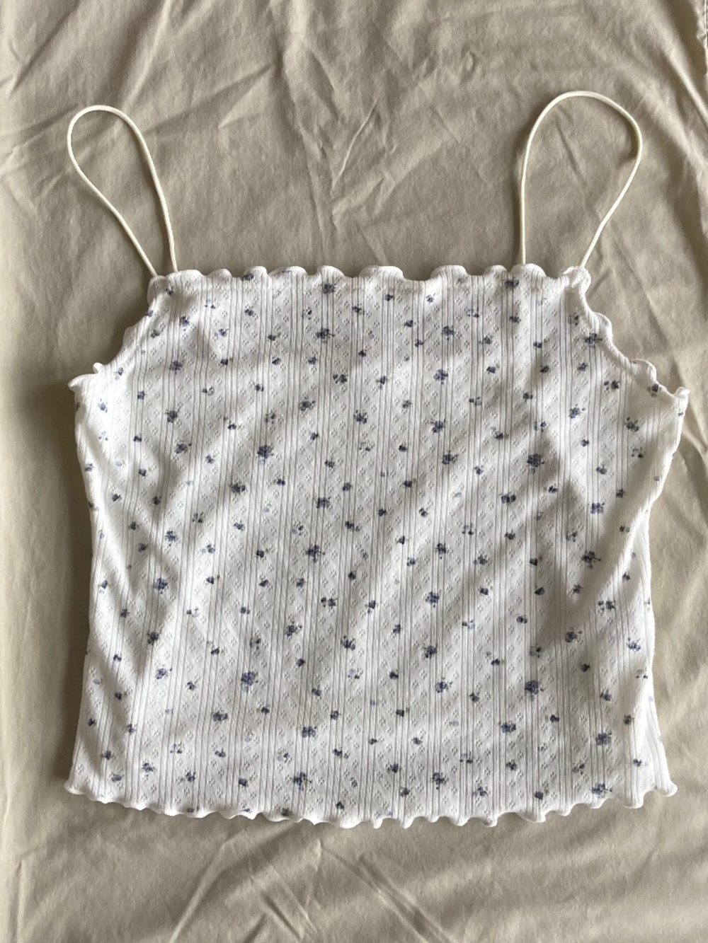 Garage Pointelle Lettuce Edge Cami Top - NWOT (Size Large)